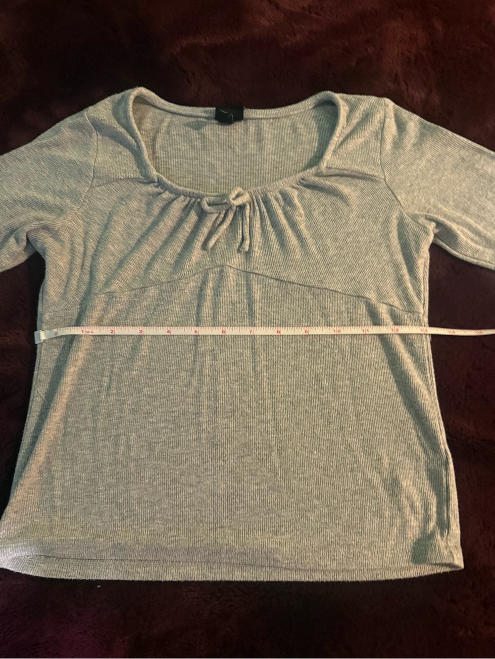 Women’s Light Heather Gray Scoop Neck Tie-Detail Top